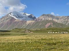 01A Pik Petrovski ridge stretches to the summit from Ak-Sai Travel Lenin Peak Base Camp 3600m